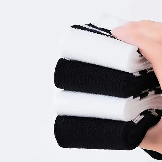 Men Women Striped Socks Fashion Color Soft Comfortable Sweat Absorbing Breathable Lovers Sports Style Casual Socks 6/10/20 Pairs
