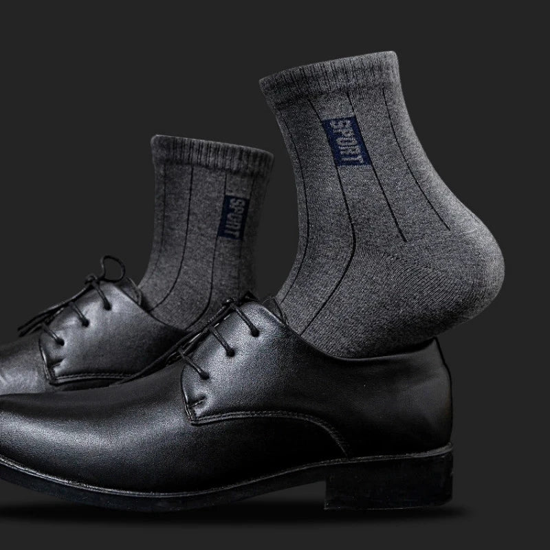 Men's Cotton Business Socks – Breathable Mid-Tube Black Socks, 10-Pack