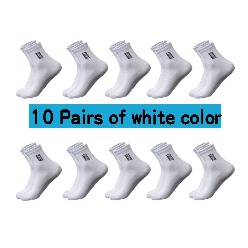 Men's Cotton Business Socks – Breathable Mid-Tube Black Socks, 10-Pack