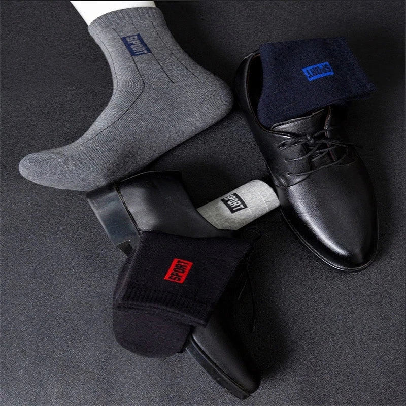Men's Cotton Business Socks – Breathable Mid-Tube Black Socks, 10-Pack