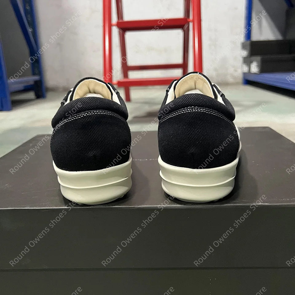 Men's Low-Top Denim Casual Sneakers – Lace-Up Thick Sole Fashion Sport Trainers