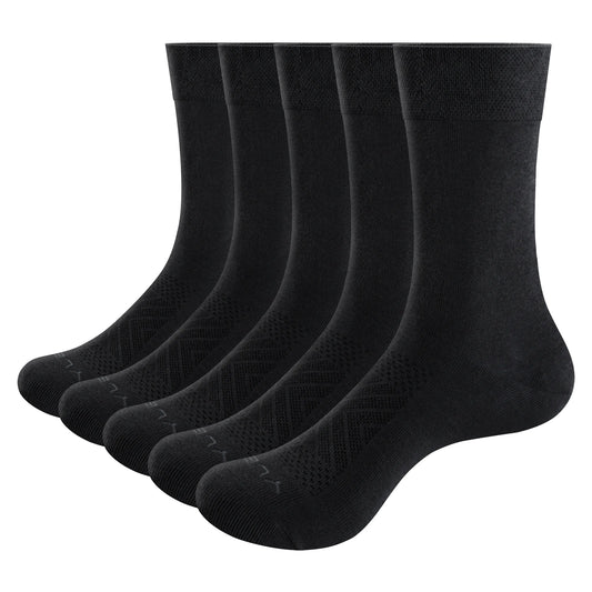 YUEDGE Men Breathable Thin Lightweight Cotton Casual Formal Office Business Dress Socks For Size 37-46 EU(5 Pairs/Pack)