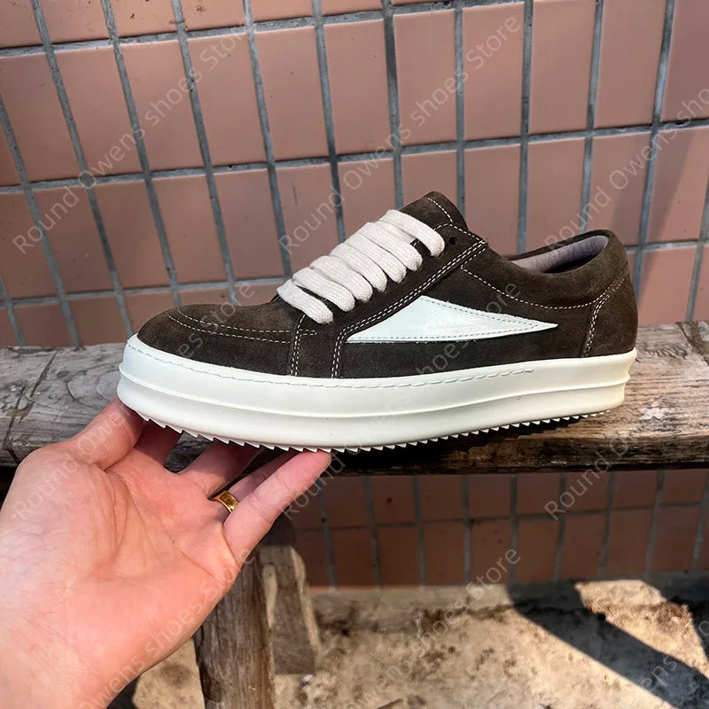 Men's Low-Top Denim Casual Sneakers – Lace-Up Thick Sole Fashion Sport Trainers