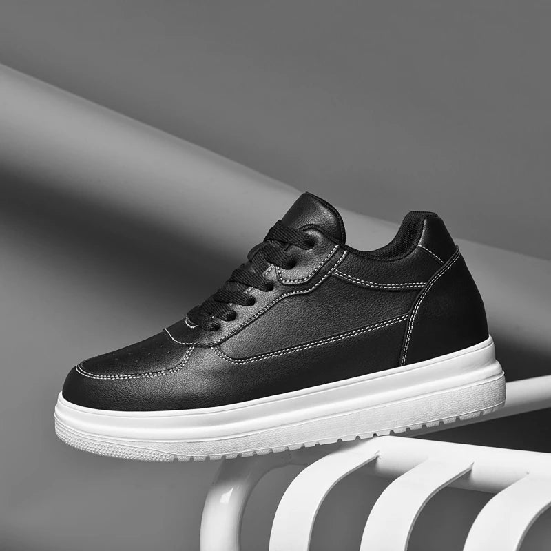 New Invisible Height-increasing Shoes for Men, 6CM-8CM-10CM Sports Shoes,White Leather Sports Shoes for Men,Enlarged Sizes 36-46