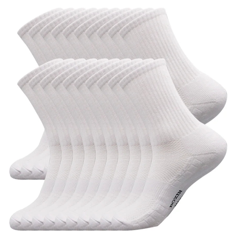 New 20 Pairs Cool Men Black White Warm Socks Set Autumn Winter Male Solid Color Sport Short Socks For Men Dropshipping