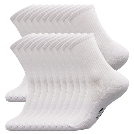 New 20 Pairs Cool Men Black White Warm Socks Set Autumn Winter Male Solid Color Sport Short Socks For Men Dropshipping