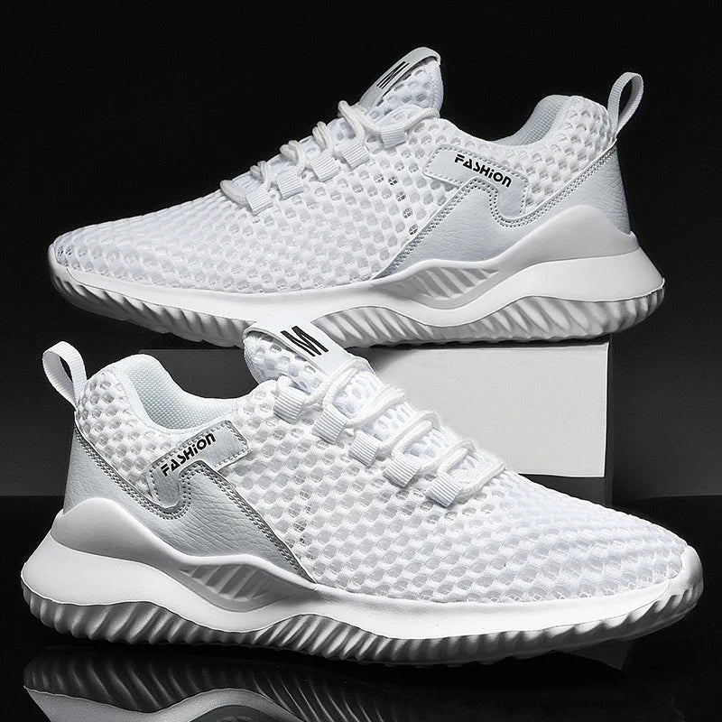 Men's Breathable Mesh Walking Sneakers – Comfortable Casual Lace-Up Running Shoes for Summer