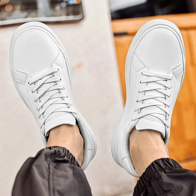 Men's Height-Increasing Elevator Sneakers – Leather Sport Shoes with 6–10 cm Hidden Insole