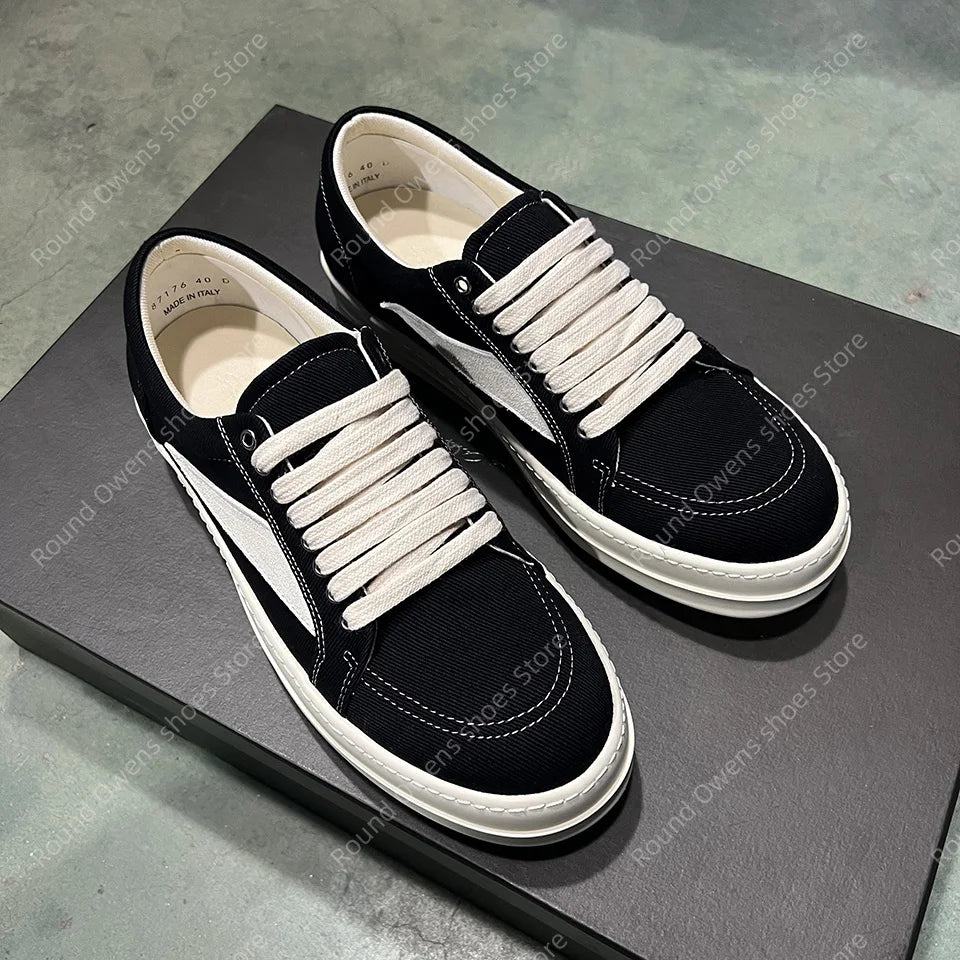 Men's Low-Top Denim Casual Sneakers – Lace-Up Thick Sole Fashion Sport Trainers