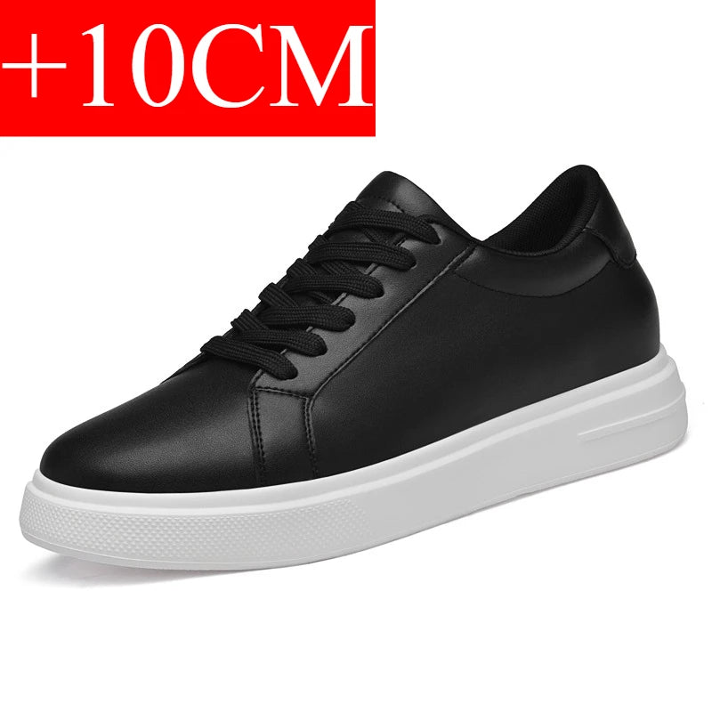 Men's Height-Increasing Elevator Sneakers – Leather Sport Shoes with 6–10 cm Hidden Insole