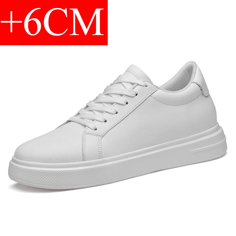 Men's Height-Increasing Elevator Sneakers – Leather Sport Shoes with 6–10 cm Hidden Insole