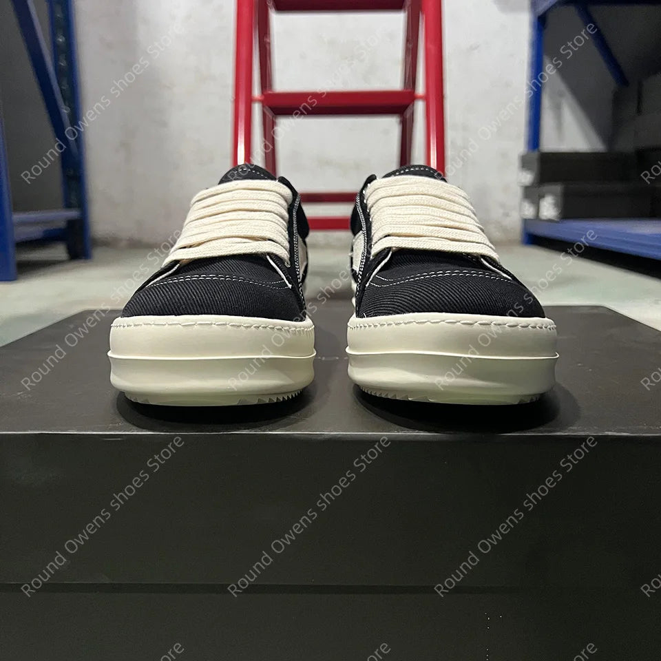 Men's Low-Top Denim Casual Sneakers – Lace-Up Thick Sole Fashion Sport Trainers