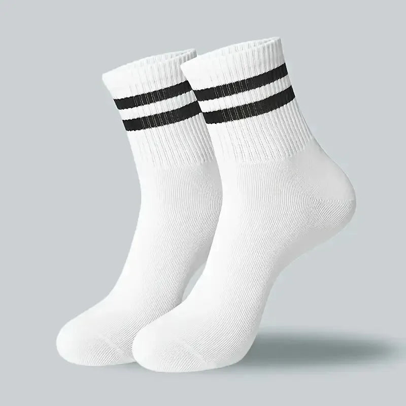 Men's Striped Cotton Socks – Soft Breathable Casual Crew Socks, 6, 10 or 20 Pairs