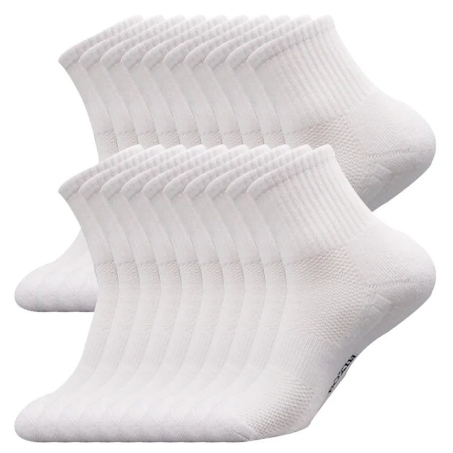 Men's Black & White Sport Socks – 20-Pack Crew Socks for Everyday Wear