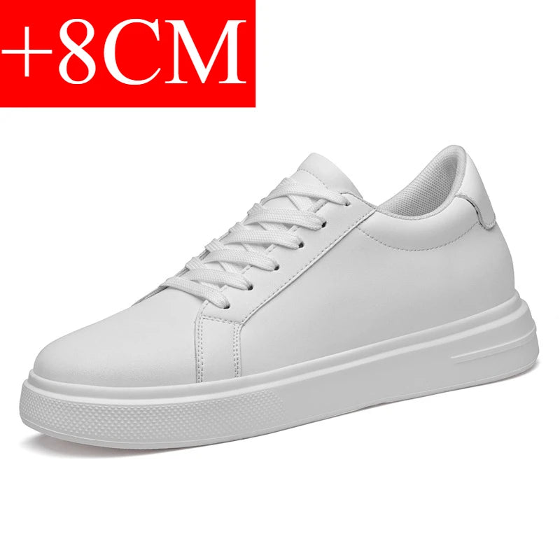 Men's Height-Increasing Elevator Sneakers – Leather Sport Shoes with 6–10 cm Hidden Insole