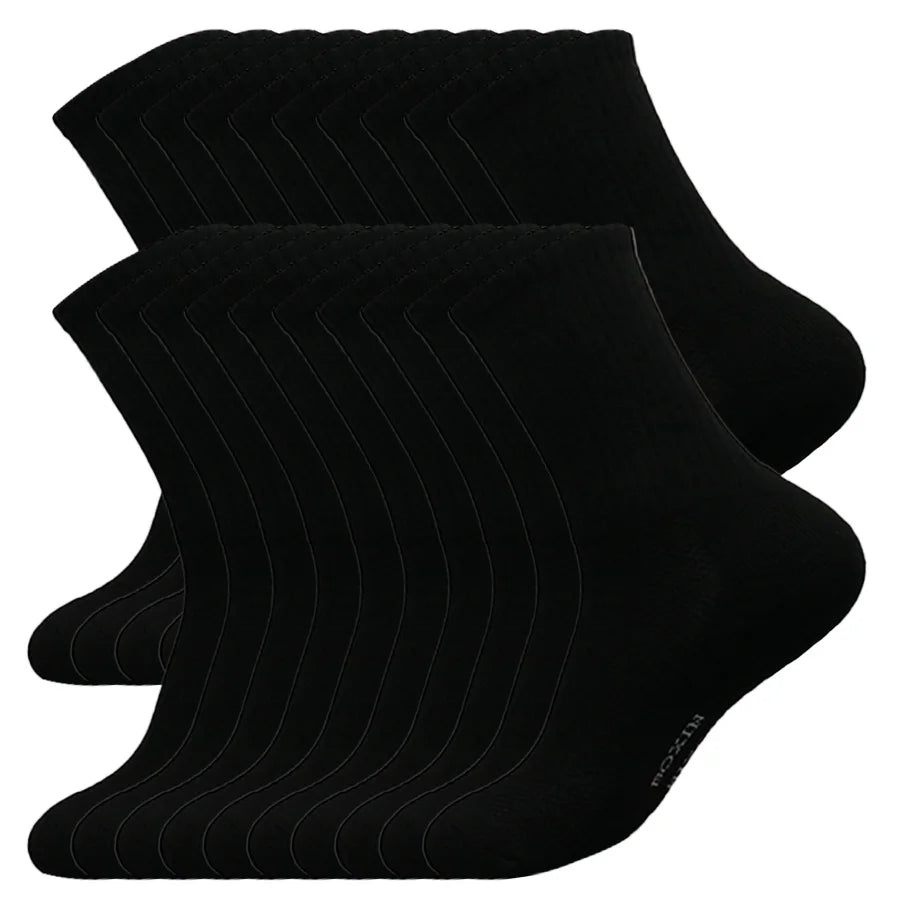 New 20 Pairs Cool Men Black White Warm Socks Set Autumn Winter Male Solid Color Sport Short Socks For Men Dropshipping