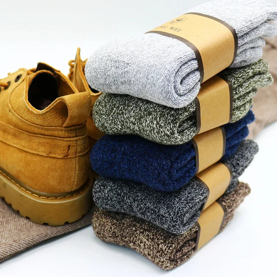 Men's Thick Wool Winter Socks – Warm Thermal Crew Socks, 5-Pack