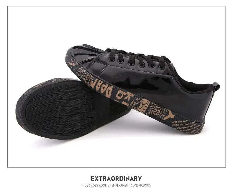Men's Gold Glitter Casual Skate Sneakers – Flat Sole Lace-Up Streetwear Fashion Shoes
