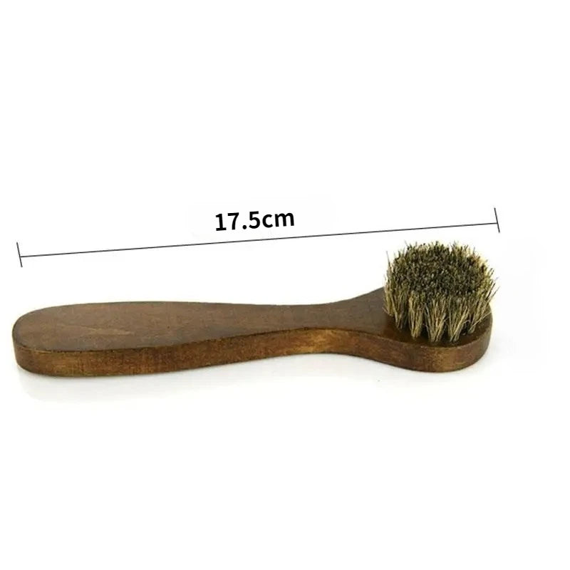 Long-Handle Horsehair Shoe Brush – Soft Leather Cleaning Brush with Wooden Handle