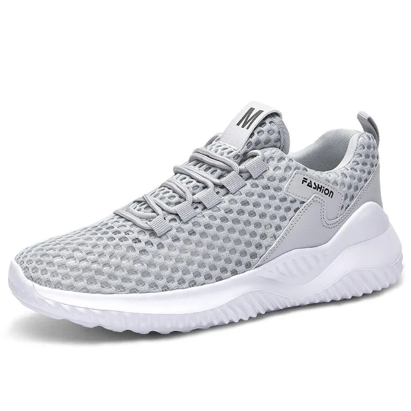 Men's Breathable Mesh Walking Sneakers – Comfortable Casual Lace-Up Running Shoes for Summer