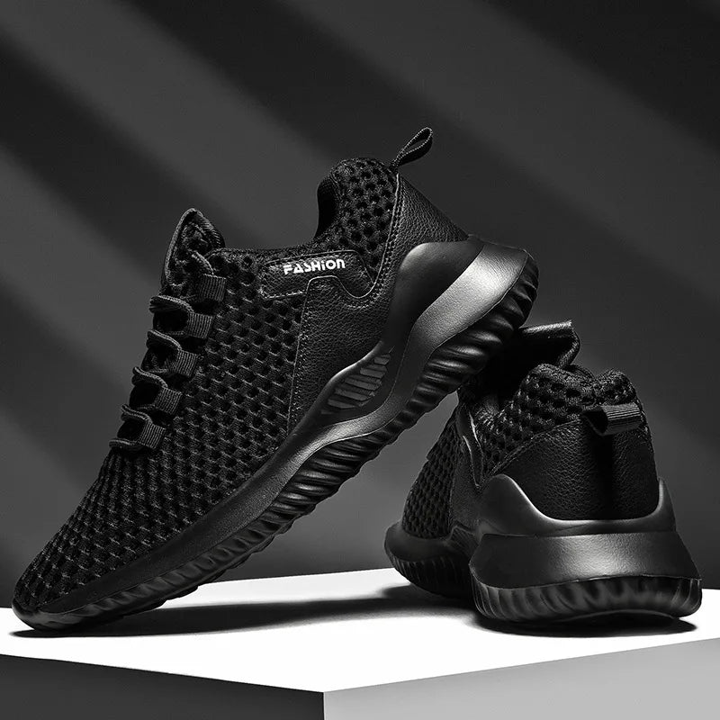 Men's Breathable Mesh Walking Sneakers – Comfortable Casual Lace-Up Running Shoes for Summer