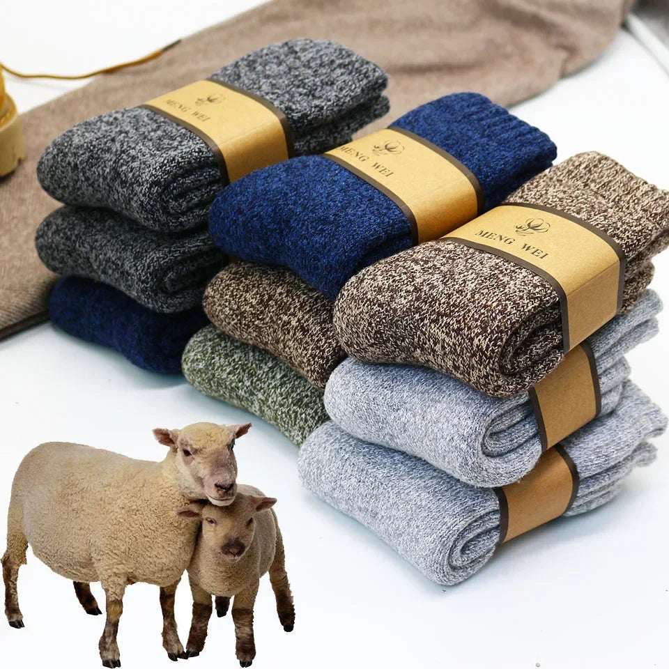 Men's Thick Wool Winter Socks – Warm Thermal Crew Socks, 5-Pack
