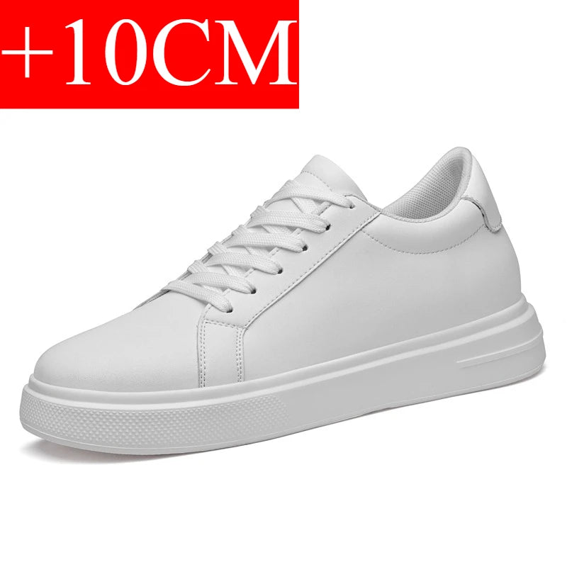 Men's Height-Increasing Elevator Sneakers – Leather Sport Shoes with 6–10 cm Hidden Insole