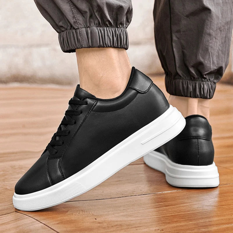 Men's Height-Increasing Elevator Sneakers – Leather Sport Shoes with 6–10 cm Hidden Insole