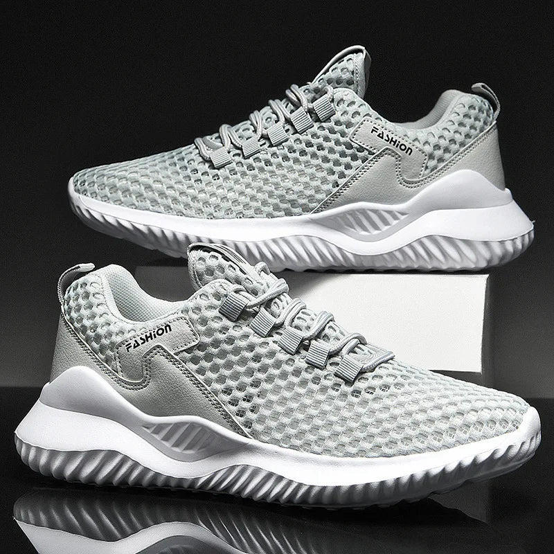Men's Breathable Mesh Walking Sneakers – Comfortable Casual Lace-Up Running Shoes for Summer