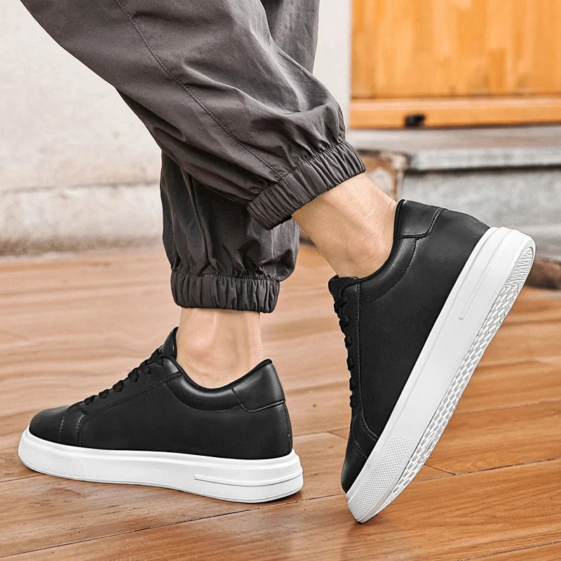 Men's Height-Increasing Elevator Sneakers – Leather Sport Shoes with 6–10 cm Hidden Insole