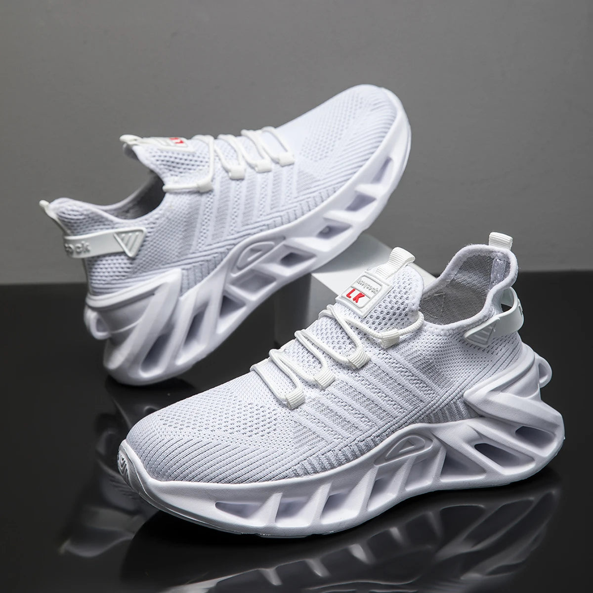 Men's Mesh Lace-Up Casual Sports Shoes with Thick Sole – Comfortable All-Season Fashion Sneakers