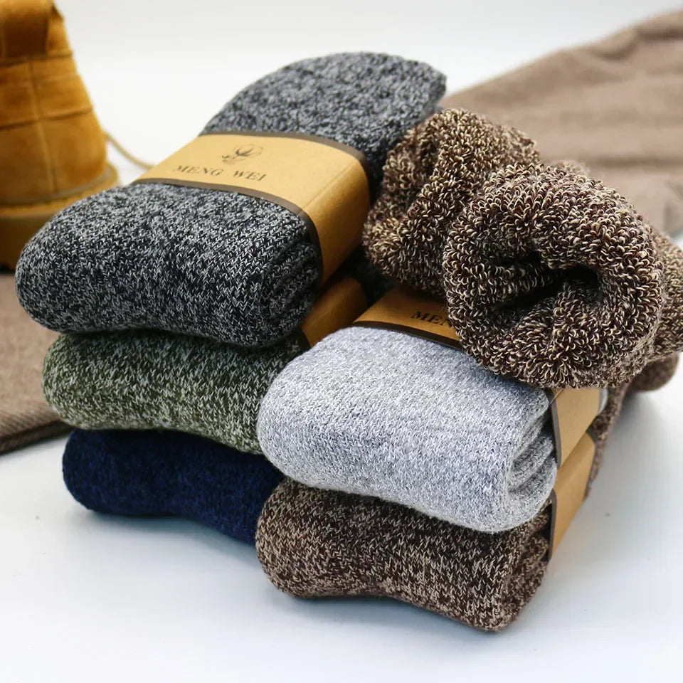 Men's Thick Wool Winter Socks – Warm Thermal Crew Socks, 5-Pack