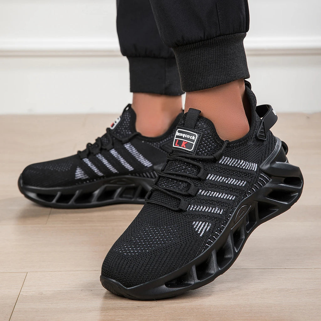 Men's Mesh Lace-Up Casual Sports Shoes with Thick Sole – Comfortable All-Season Fashion Sneakers