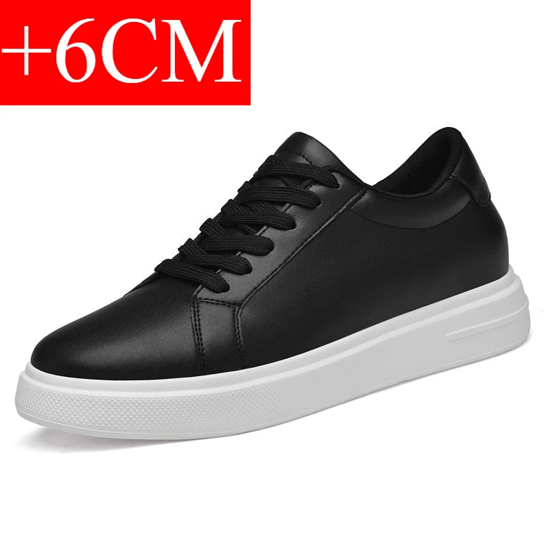 Men's Height-Increasing Elevator Sneakers – Leather Sport Shoes with 6–10 cm Hidden Insole