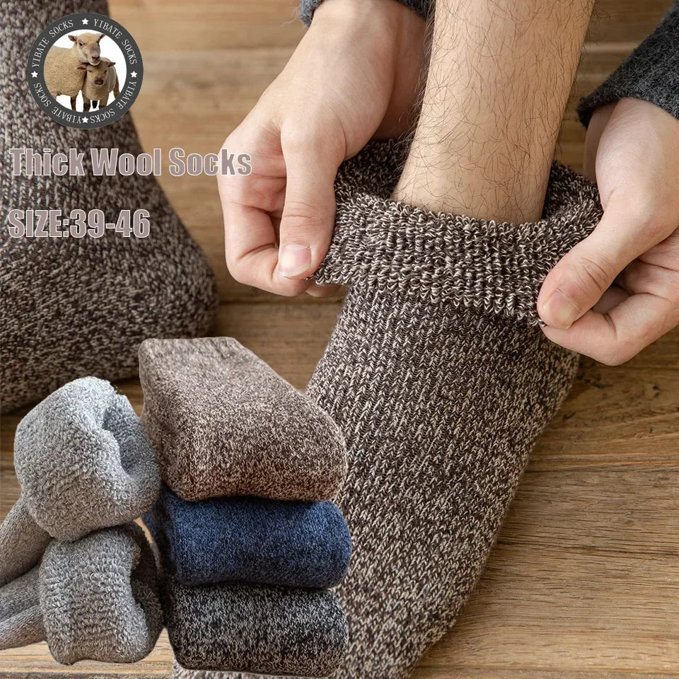 Men's Thick Wool Winter Socks – Warm Thermal Crew Socks, 5-Pack