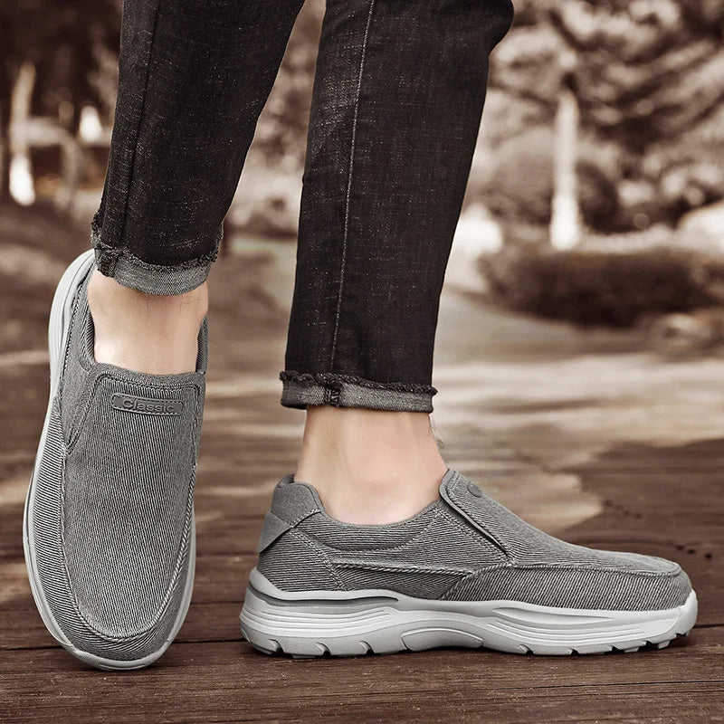Men's Canvas Slip-On Loafers – Breathable Lightweight Casual Shoes