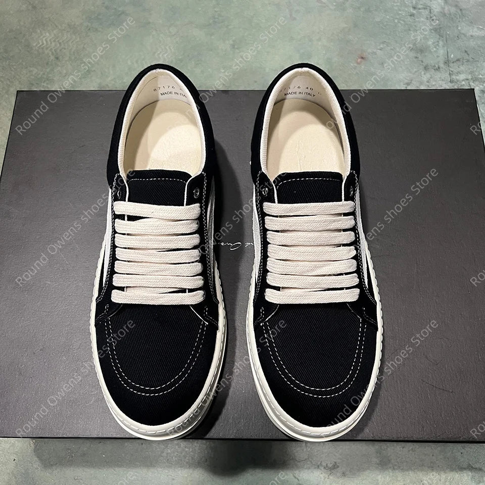 Men's Low-Top Denim Casual Sneakers – Lace-Up Thick Sole Fashion Sport Trainers