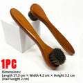 Long-Handle Horsehair Shoe Brush – Soft Leather Cleaning Brush with Wooden Handle