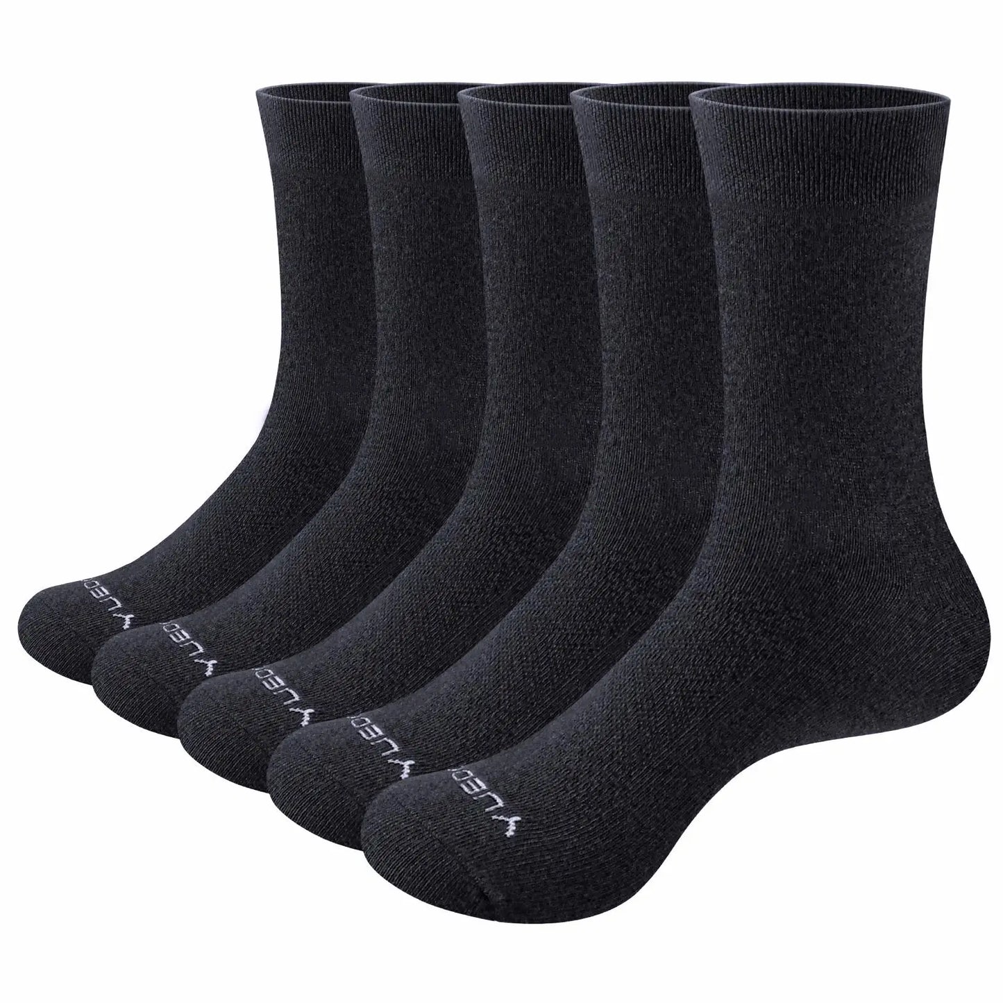 YUEDGE Men Breathable Thin Lightweight Cotton Casual Formal Office Business Dress Socks For Size 37-46 EU(5 Pairs/Pack)