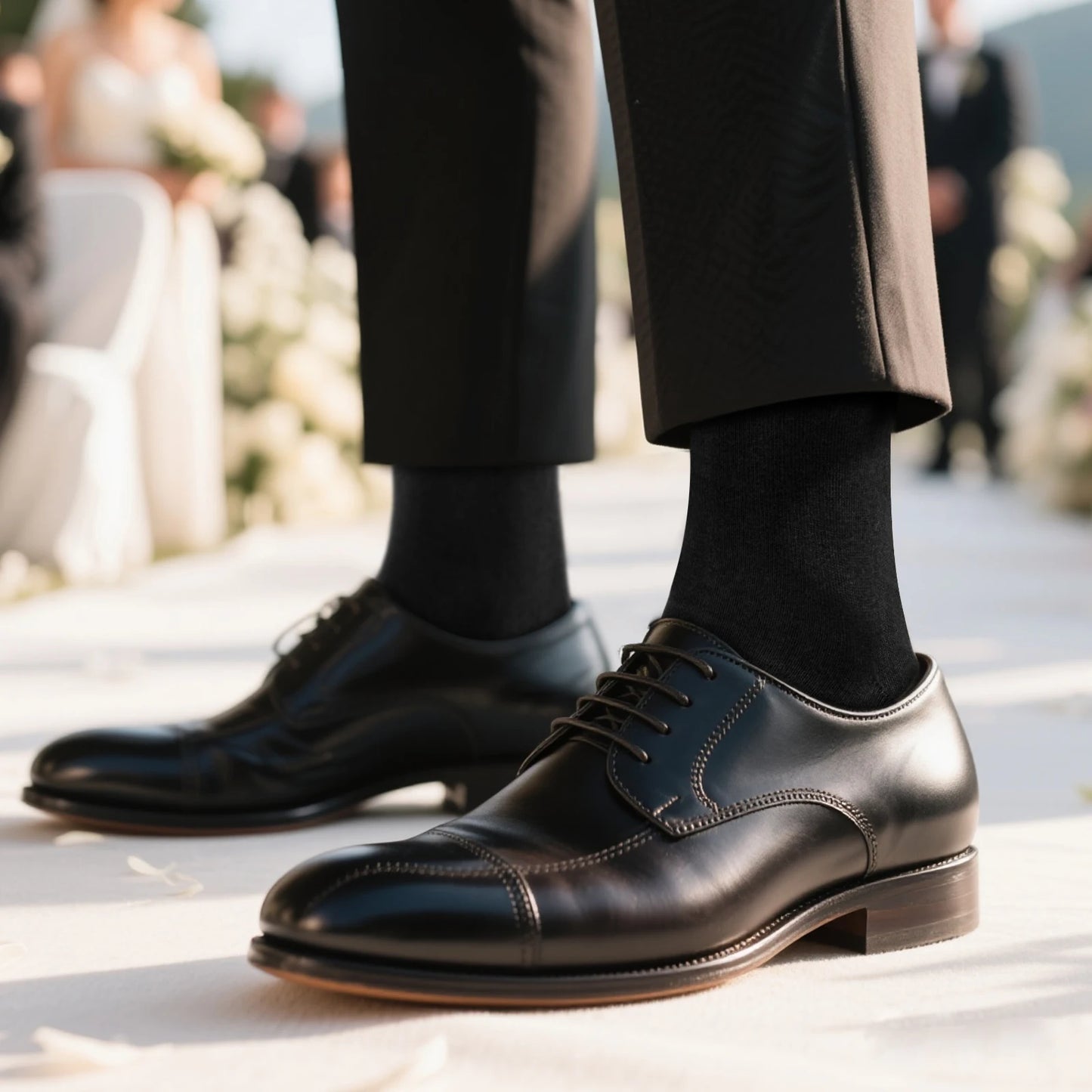 YUEDGE Men Breathable Thin Lightweight Cotton Casual Formal Office Business Dress Socks For Size 37-46 EU(5 Pairs/Pack)