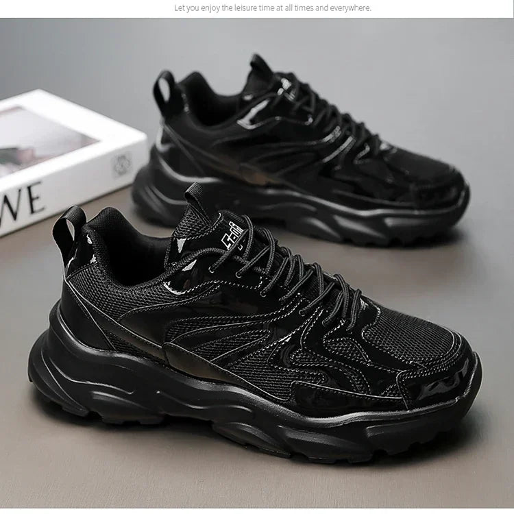 Men's Breathable Casual Sports Sneakers – Comfortable Fashion Platform Running Shoes, Gold, Size 46