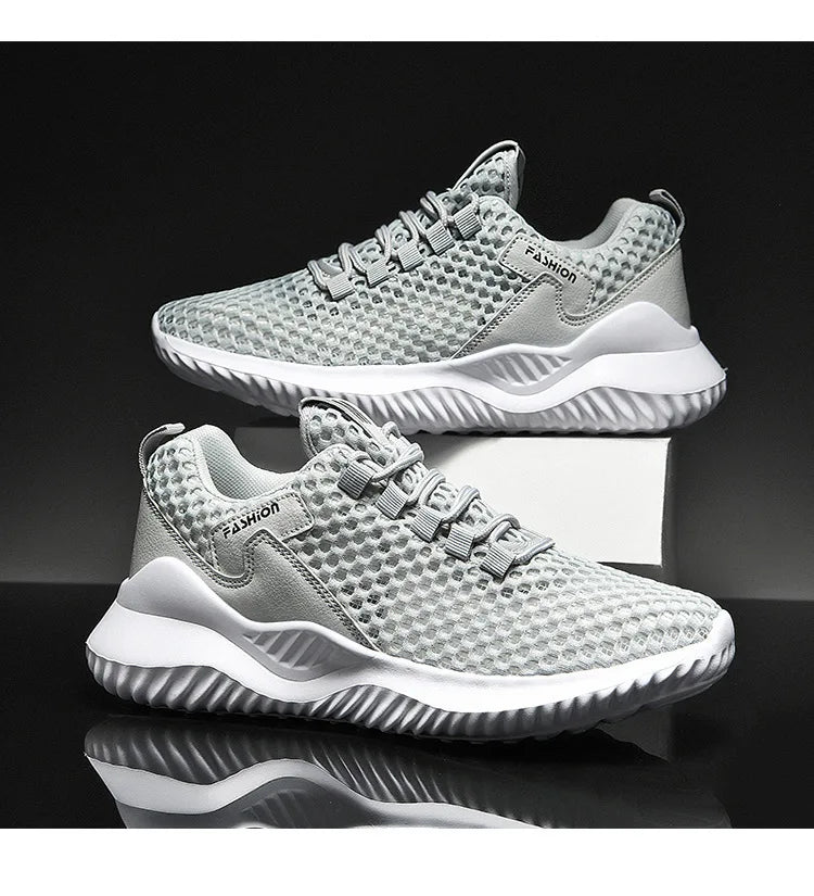 Men's Breathable Mesh Walking Sneakers – Comfortable Casual Lace-Up Running Shoes for Summer