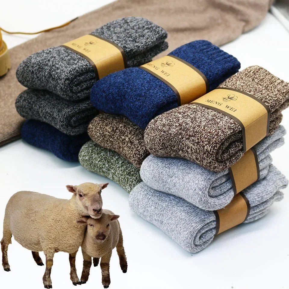 Men's Thick Wool Winter Socks – Warm Thermal Crew Socks, 5-Pack