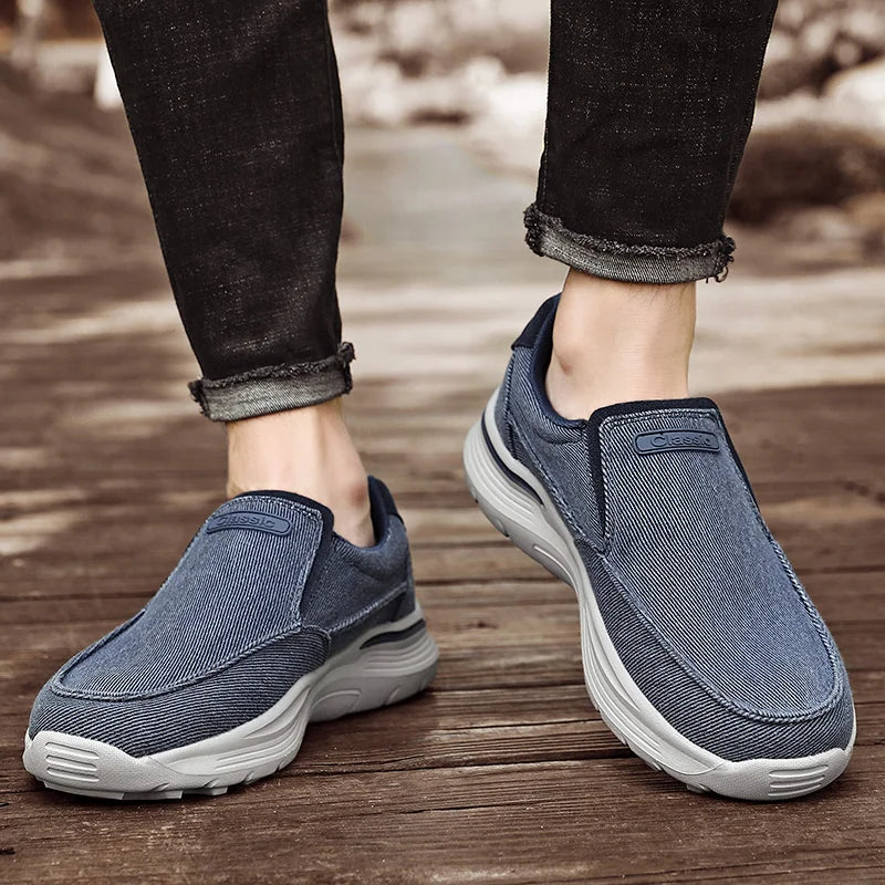 Men's Canvas Slip-On Loafers – Breathable Lightweight Casual Shoes