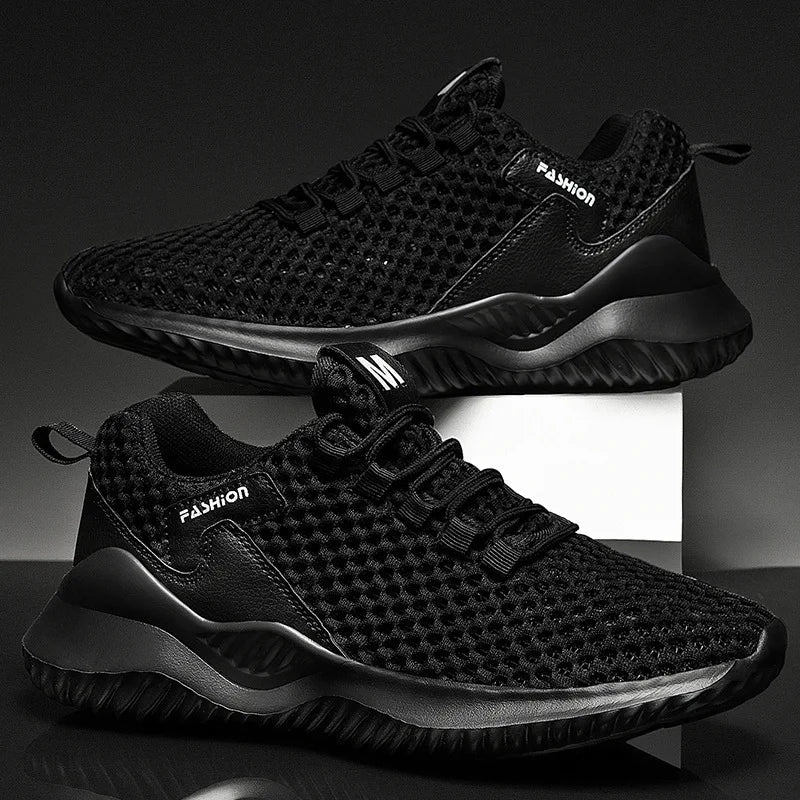 Men's Breathable Mesh Walking Sneakers – Comfortable Casual Lace-Up Running Shoes for Summer