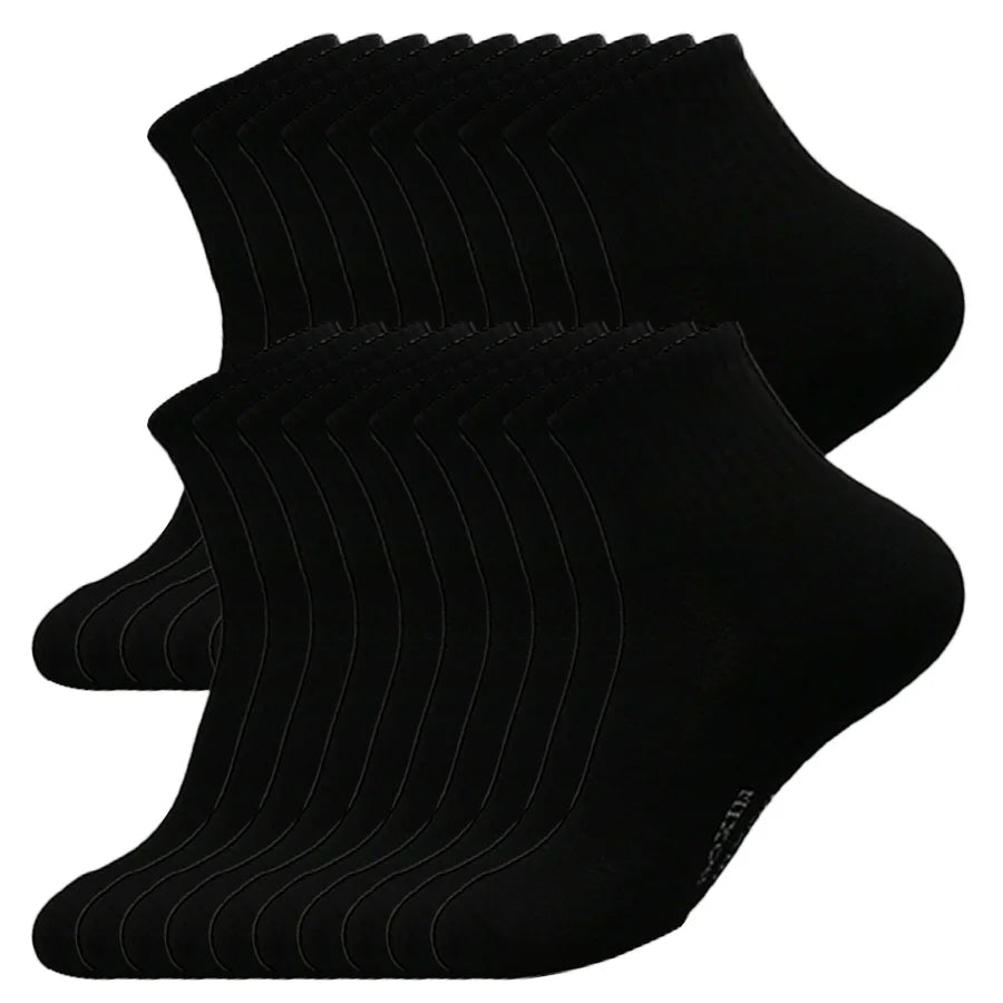 New 20 Pairs Cool Men Black White Warm Socks Set Autumn Winter Male Solid Color Sport Short Socks For Men Dropshipping