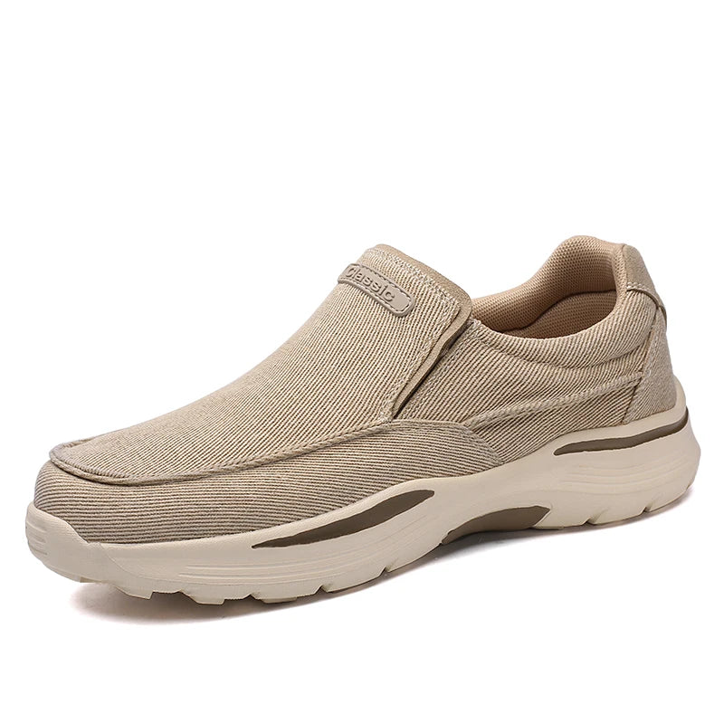 Men's Canvas Slip-On Loafers – Breathable Lightweight Casual Shoes