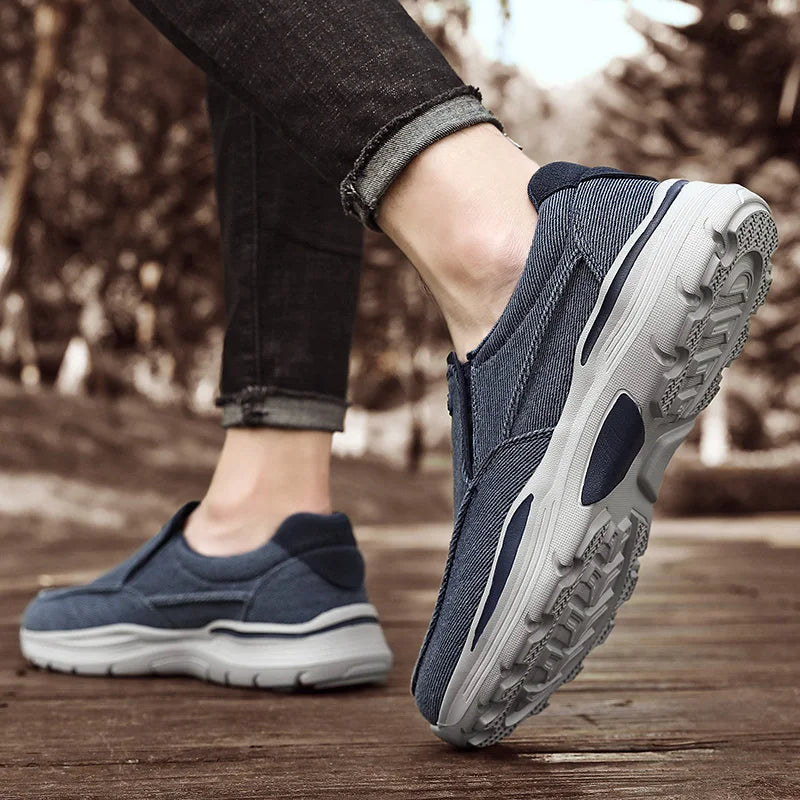 Men's Canvas Slip-On Loafers – Breathable Lightweight Casual Shoes