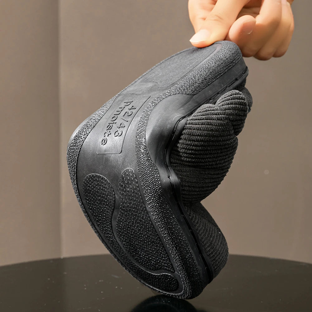 Winter Warm Slippers for Men Memory Foam Non Slip Home Shoes Soft Indoor Comfortable Designer TPR Sole Corduroy