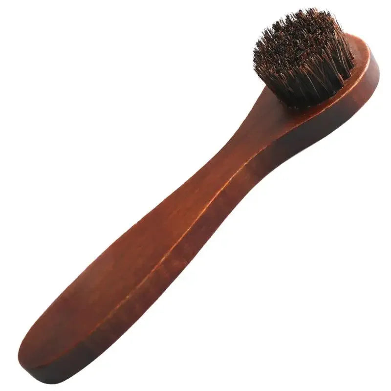 Long-Handle Horsehair Shoe Brush – Soft Leather Cleaning Brush with Wooden Handle